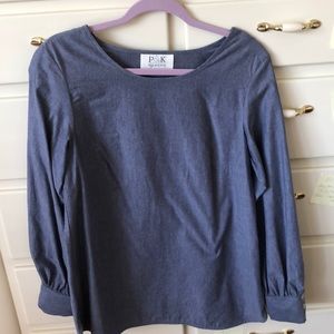 Peg and Kris blue blouse with button cuffs